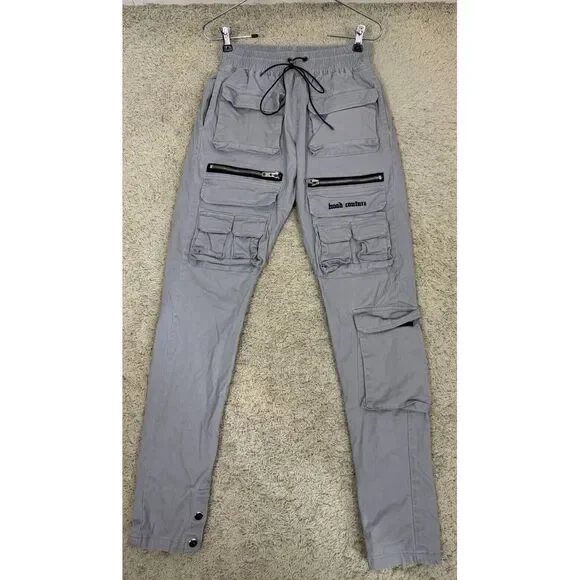 Hood Couture Mens Pull On Gray Cargo Pants Size XS Grunge Streetwear Hip Hop Y2K - Picture 8 of 13